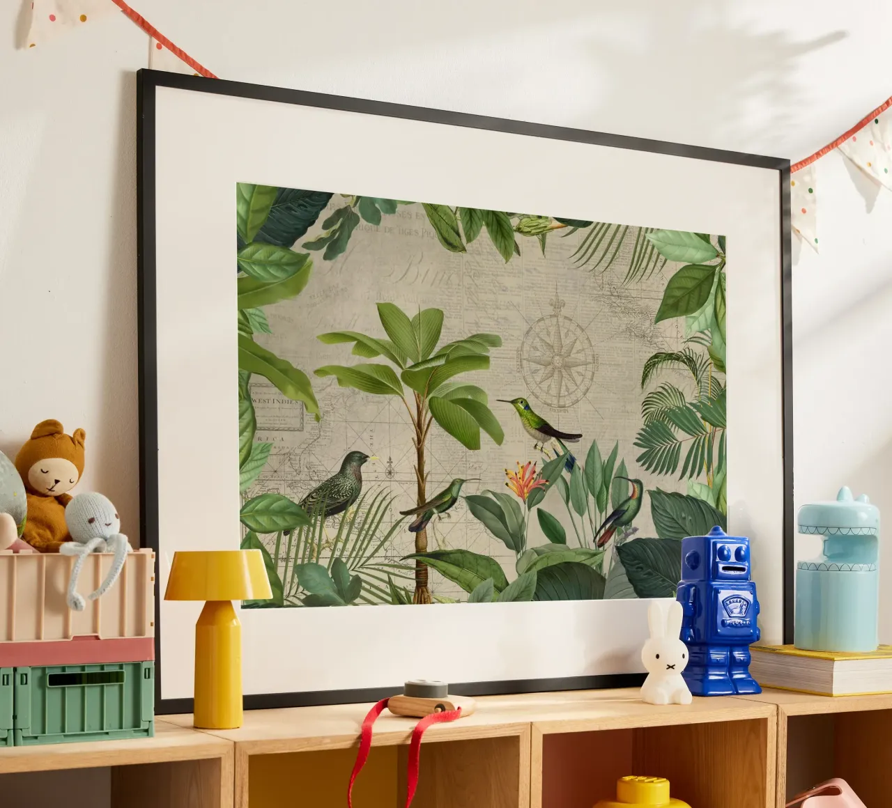 Colibrì verde paradiso tropicale poster con telaio in plastica da Andrea Haase Vintage World