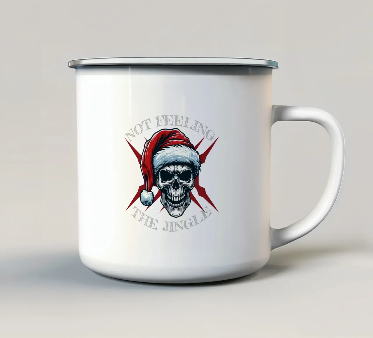 Teschio di Babbo Natale tazza in smalto da TeeLab