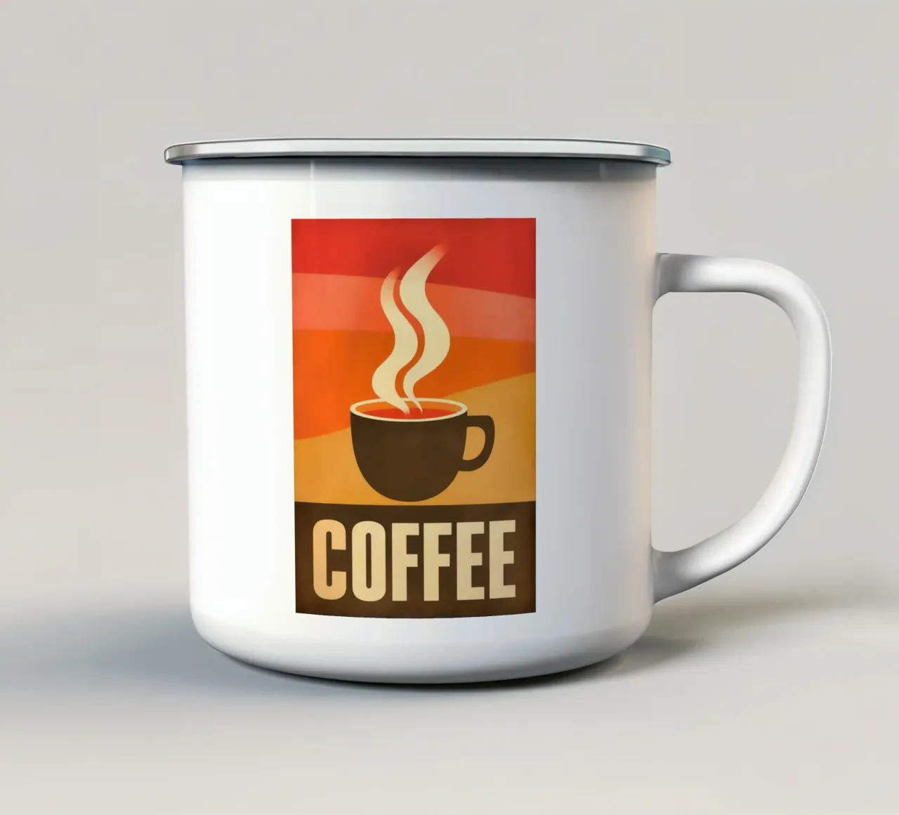 Caffè vintage retrò e design anni '70 tazza in smalto da Autofocus