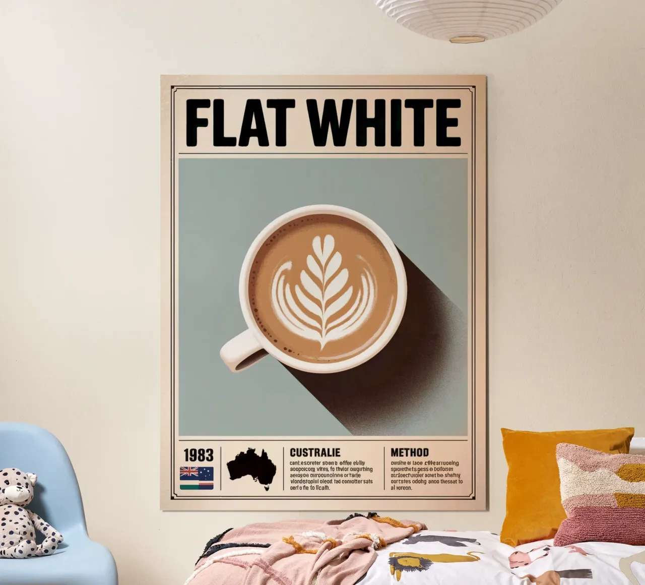 FLAT WHITE poster by Rick Thompson