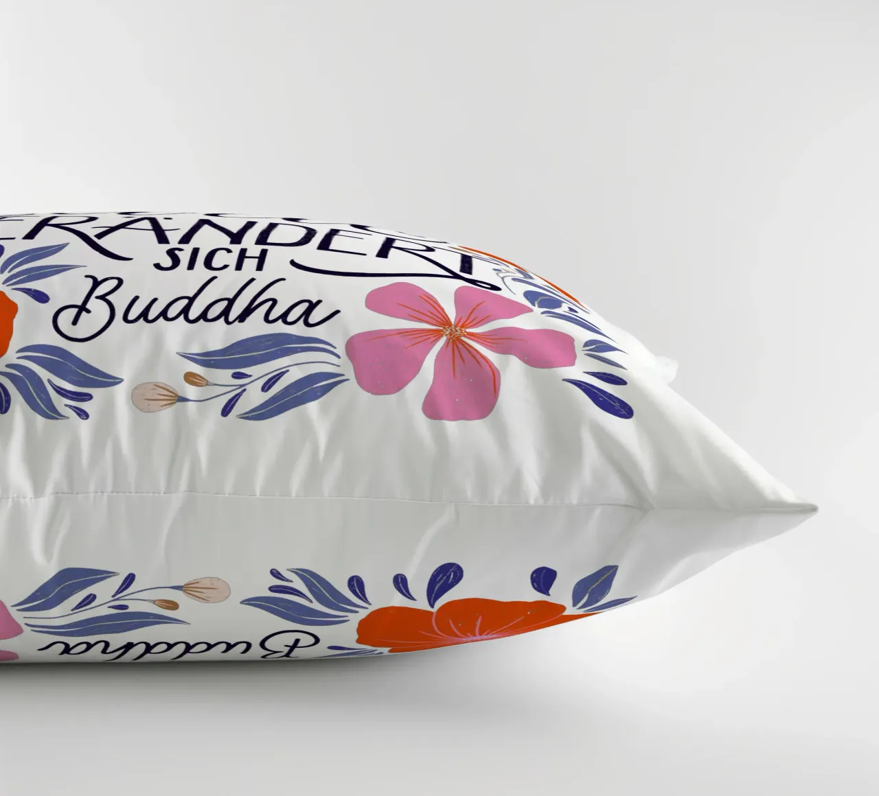 Smile and the world will change. A saying from Buddha decorative cushion by CalliLetters