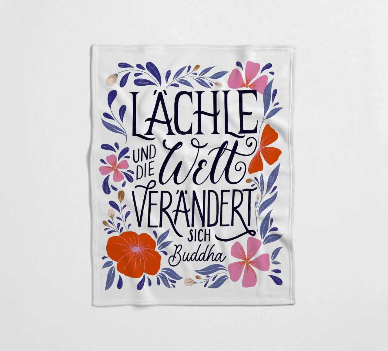 Smile and the world will change. A saying from Buddha fleece blanket by CalliLetters