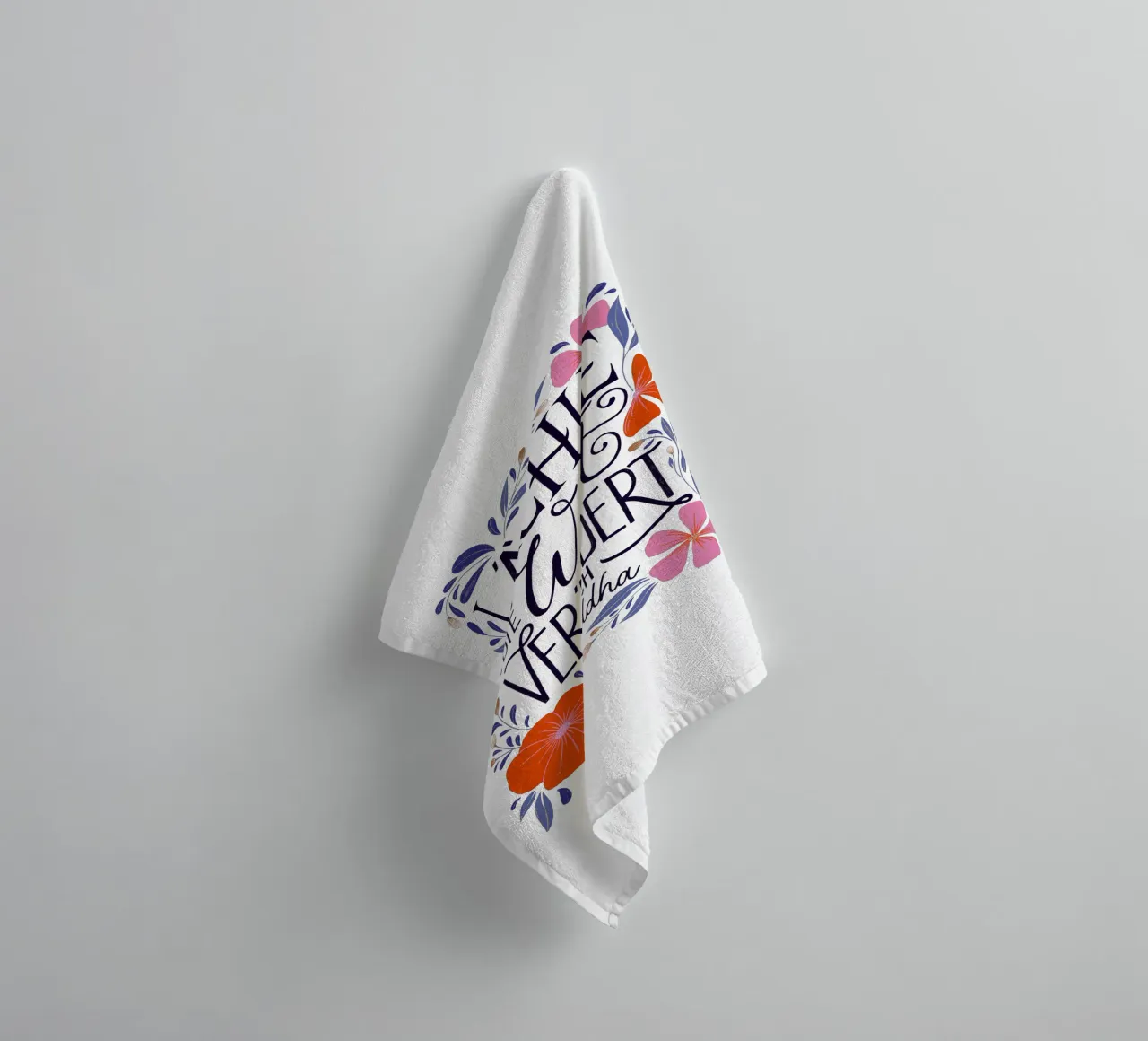 Smile and the world will change. A saying from Buddha towel by CalliLetters