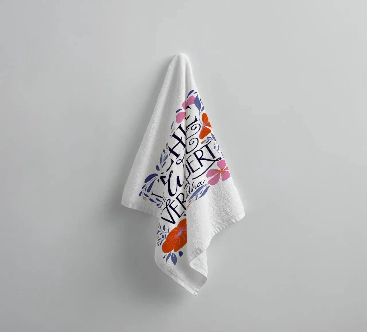 Smile and the world will change. A saying from Buddha towel by CalliLetters