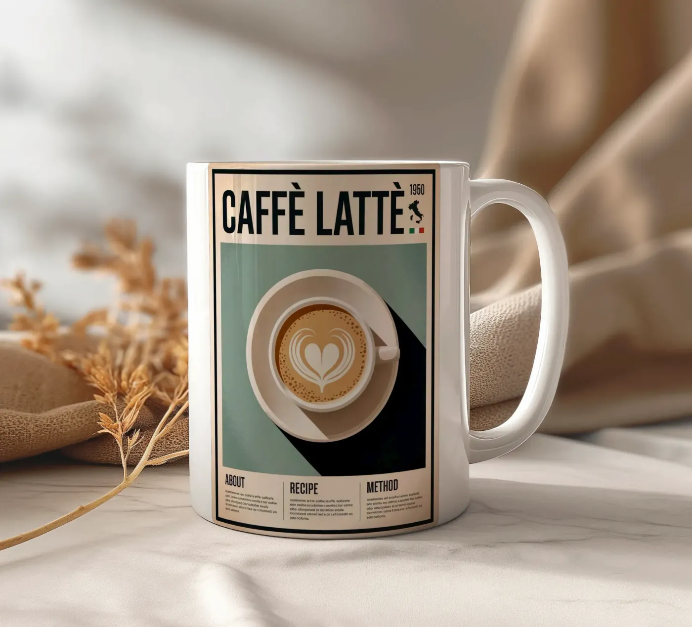 LATTE ceramic mug by Rick Thompson