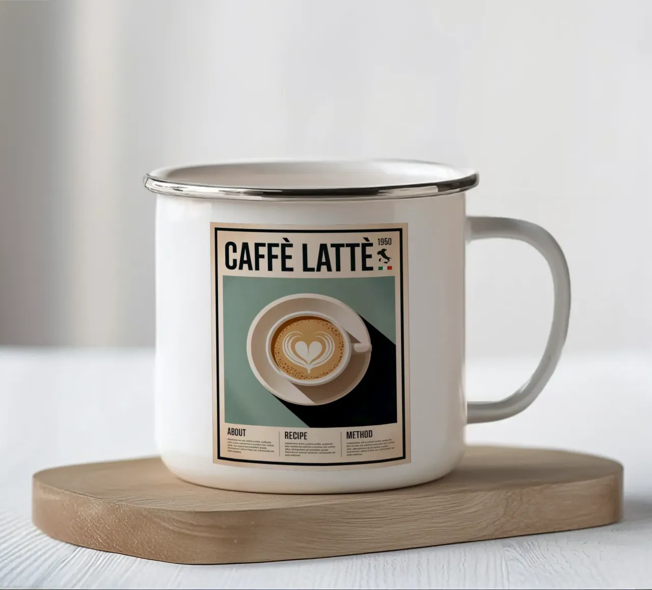 LATTE tazza in smalto da Rick Thompson