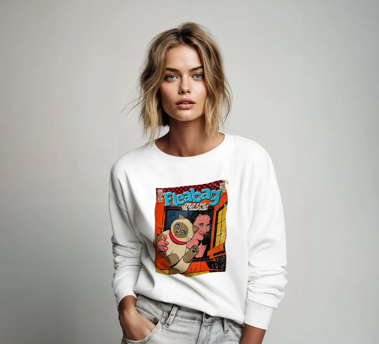 This Is A Sad Day Fleabag And Cat Poster sudadera de JAMYETY