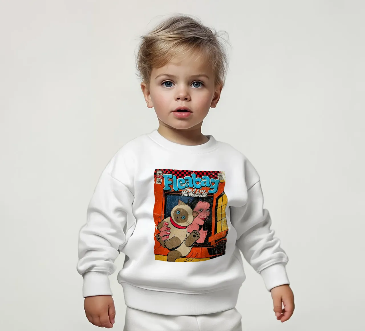 This Is A Sad Day Fleabag And Cat Poster sudadera de bebé de JAMYETY