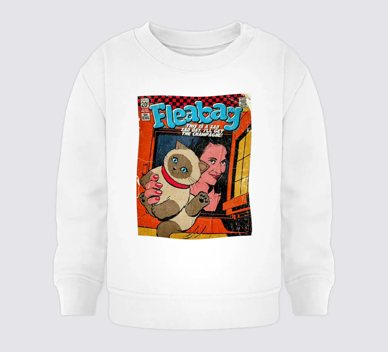 This Is A Sad Day Fleabag And Cat Poster sudadera de bebé de JAMYETY
