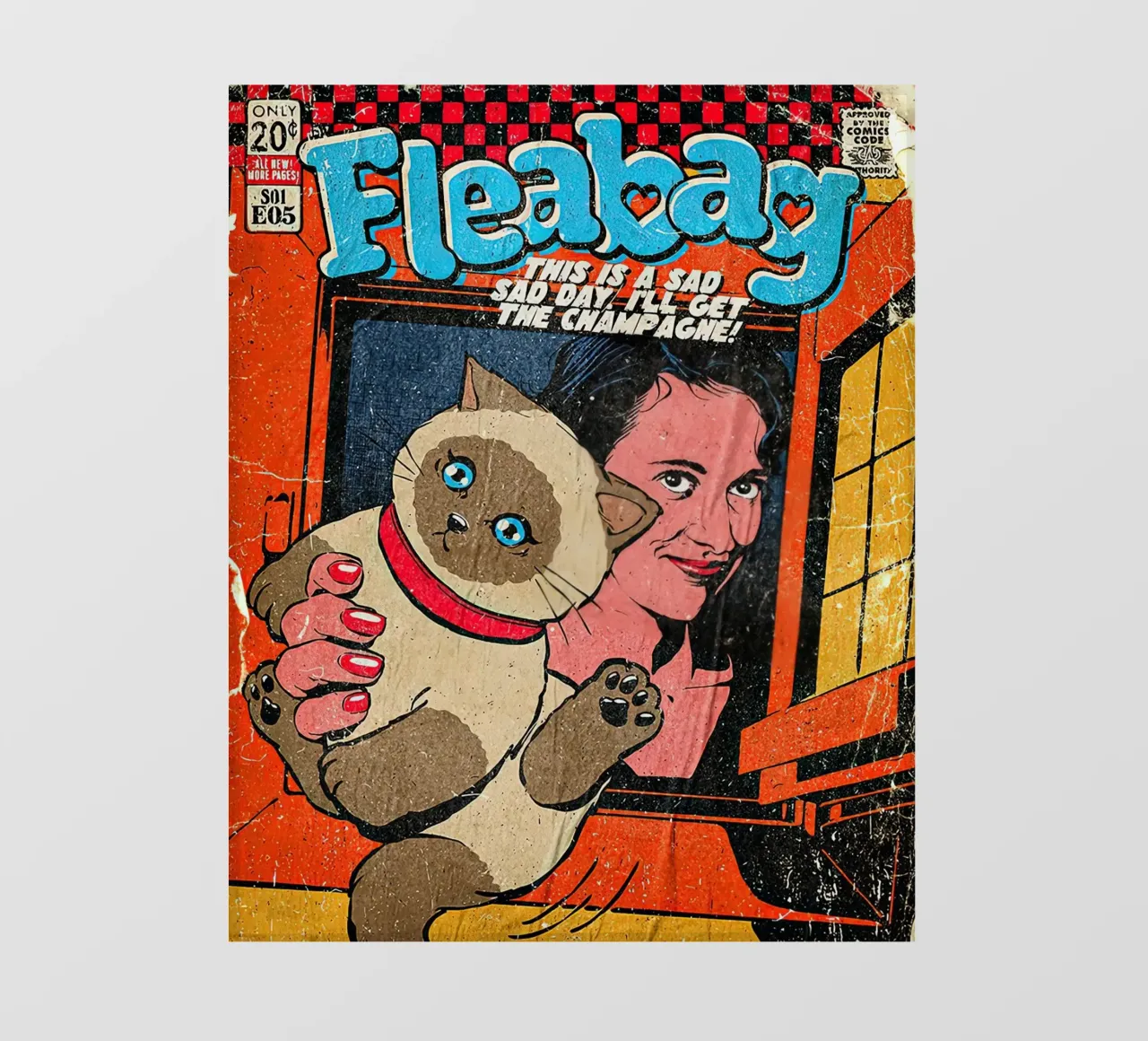 This Is A Sad Day Fleabag And Cat Poster pellicola backlit da JAMYETY