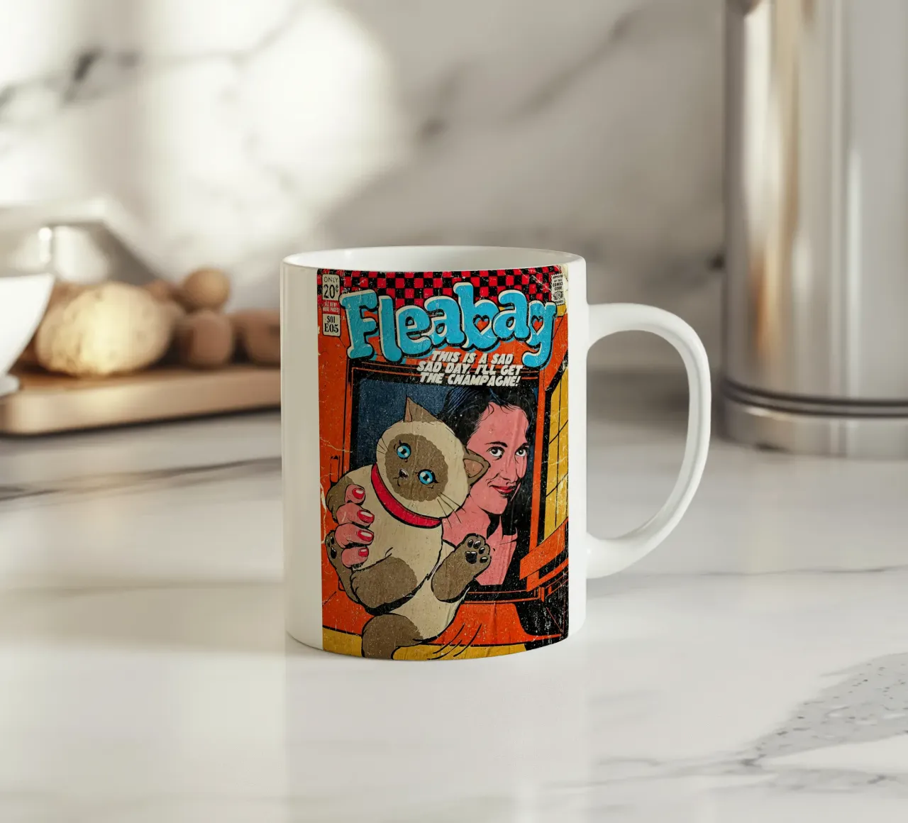 This Is A Sad Day Fleabag And Cat Poster tazza in ceramica da JAMYETY