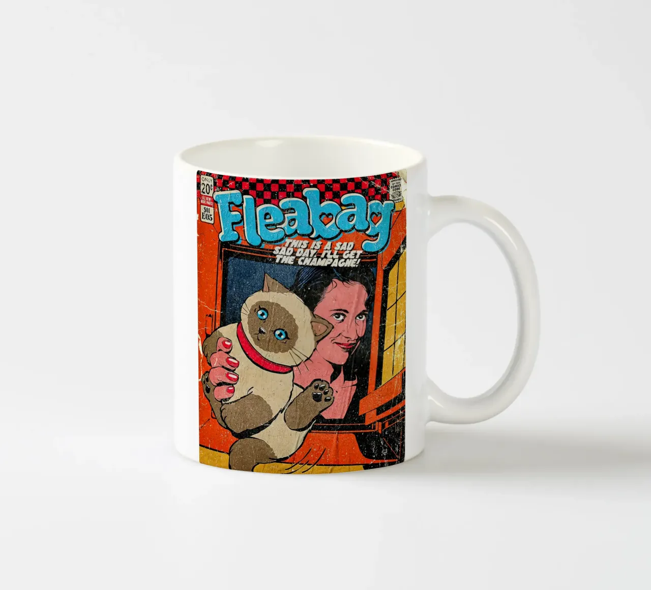 This Is A Sad Day Fleabag And Cat Poster tazza in ceramica da JAMYETY