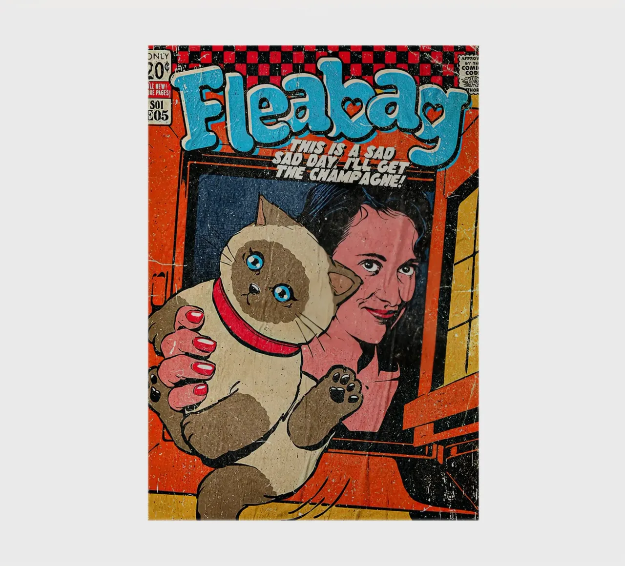 This Is A Sad Day Fleabag And Cat Poster diario da JAMYETY