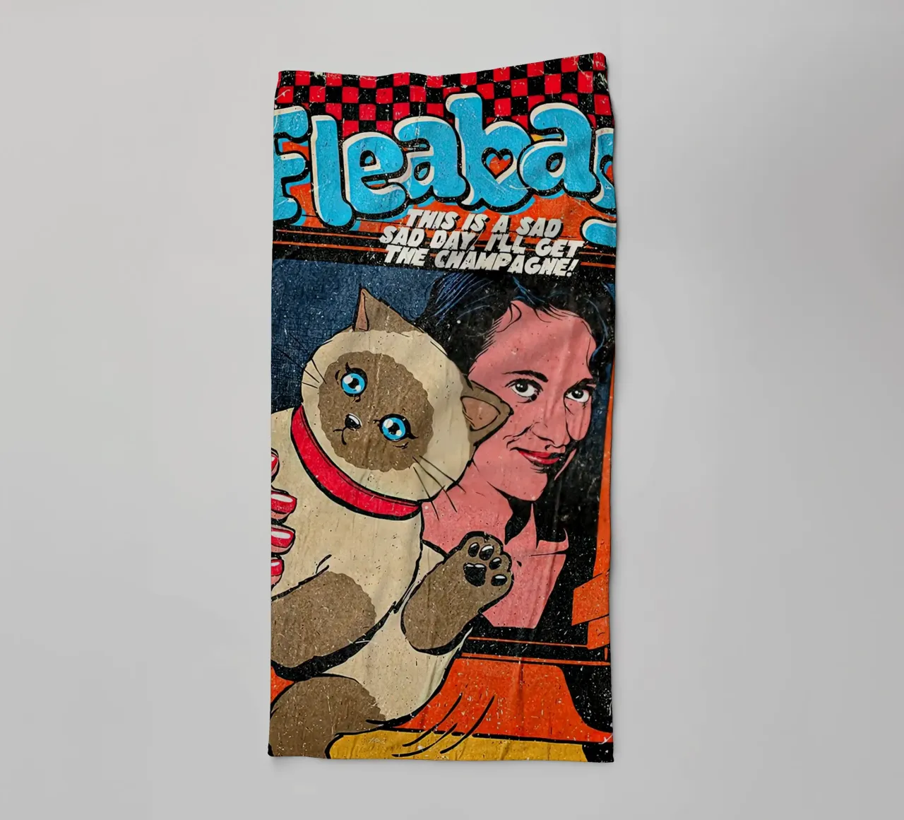This Is A Sad Day Fleabag And Cat Poster asciugamano da bagno da JAMYETY