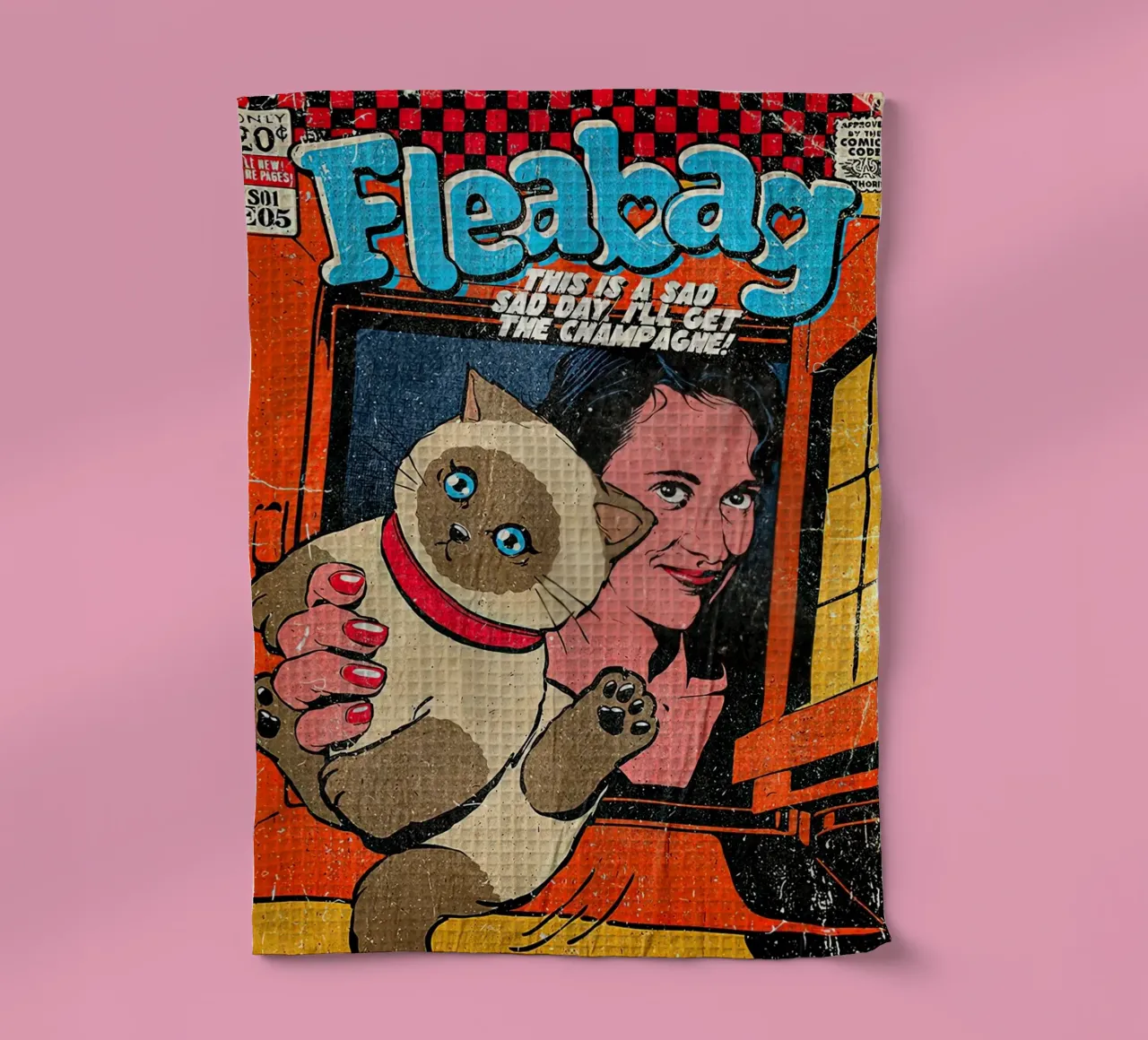 This Is A Sad Day Fleabag And Cat Poster canovaccio da cucina da JAMYETY