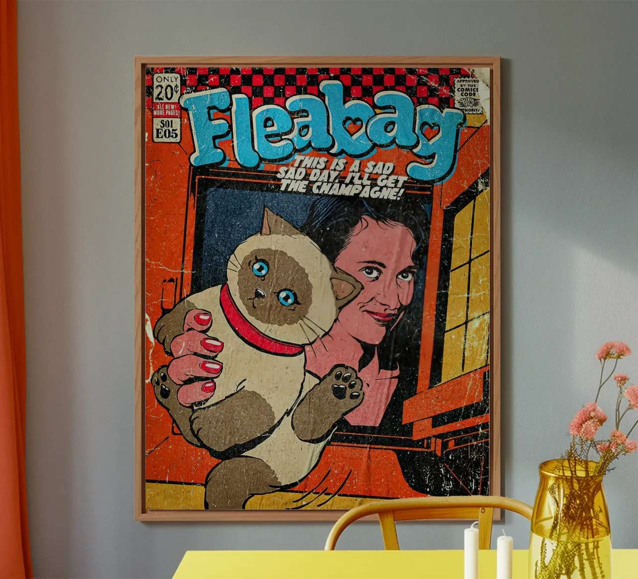 This Is A Sad Day Fleabag And Cat Poster pannello forex da JAMYETY