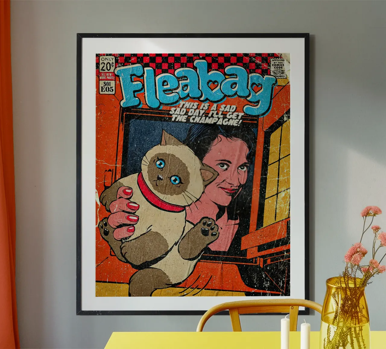 This Is A Sad Day Fleabag And Cat Poster carta hahnemühle da JAMYETY