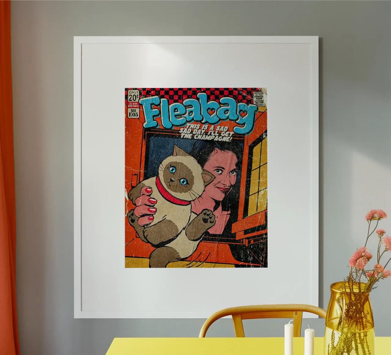 This Is A Sad Day Fleabag And Cat Poster carta hahnemühle da JAMYETY