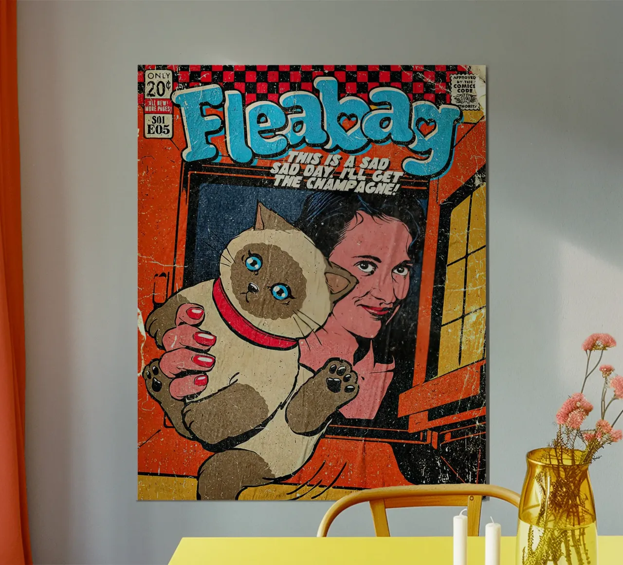 This Is A Sad Day Fleabag And Cat Poster carta hahnemühle da JAMYETY
