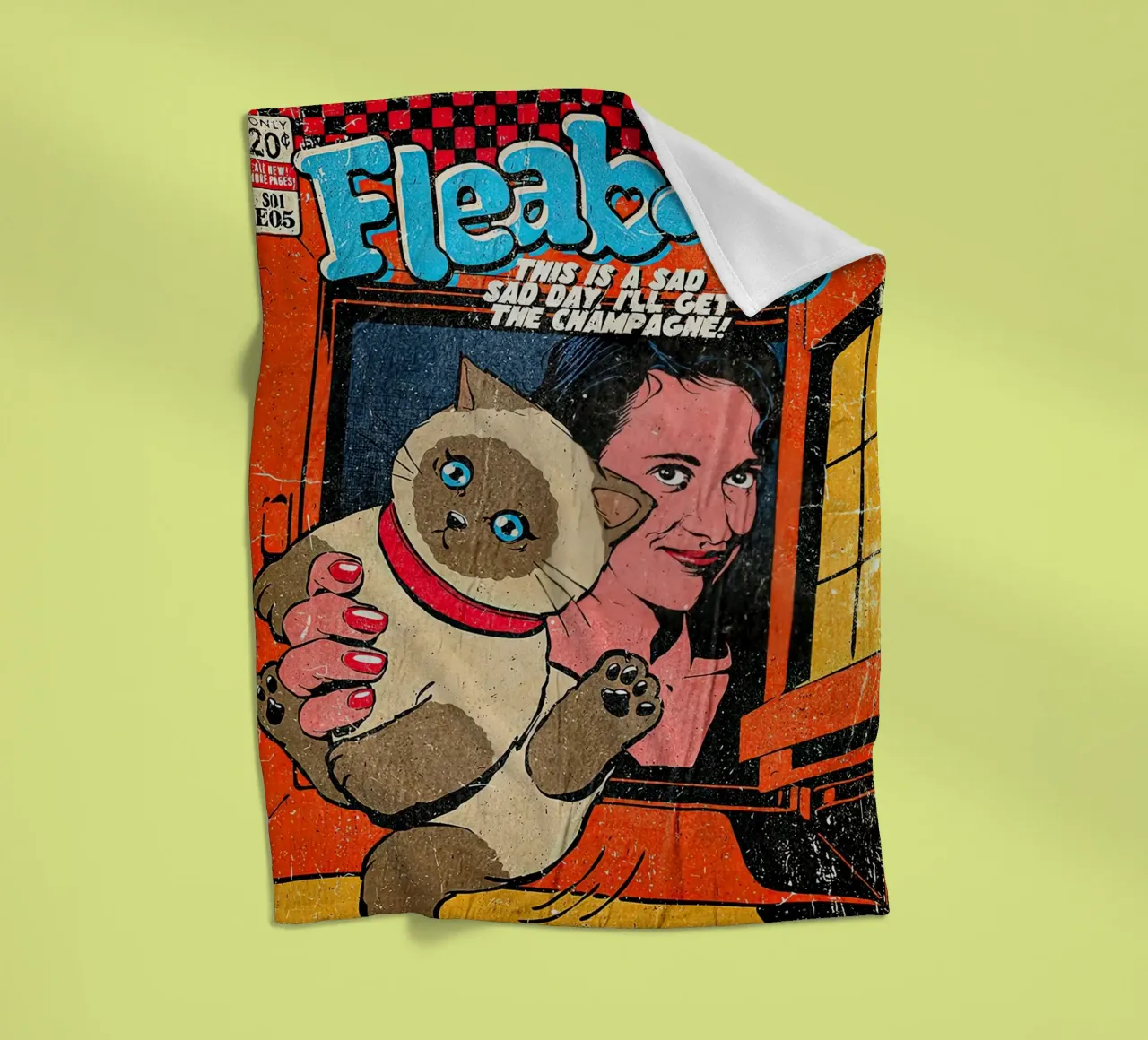 This Is A Sad Day Fleabag And Cat Poster coperta in pile da JAMYETY