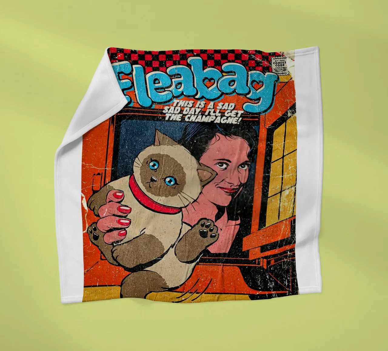 This Is A Sad Day Fleabag And Cat Poster coperta in pile da JAMYETY