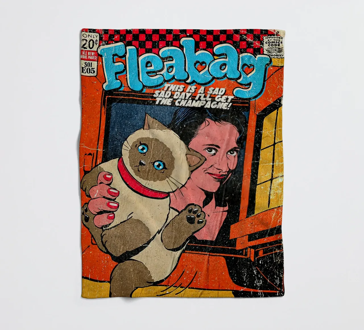 This Is A Sad Day Fleabag And Cat Poster coperta in pile da JAMYETY
