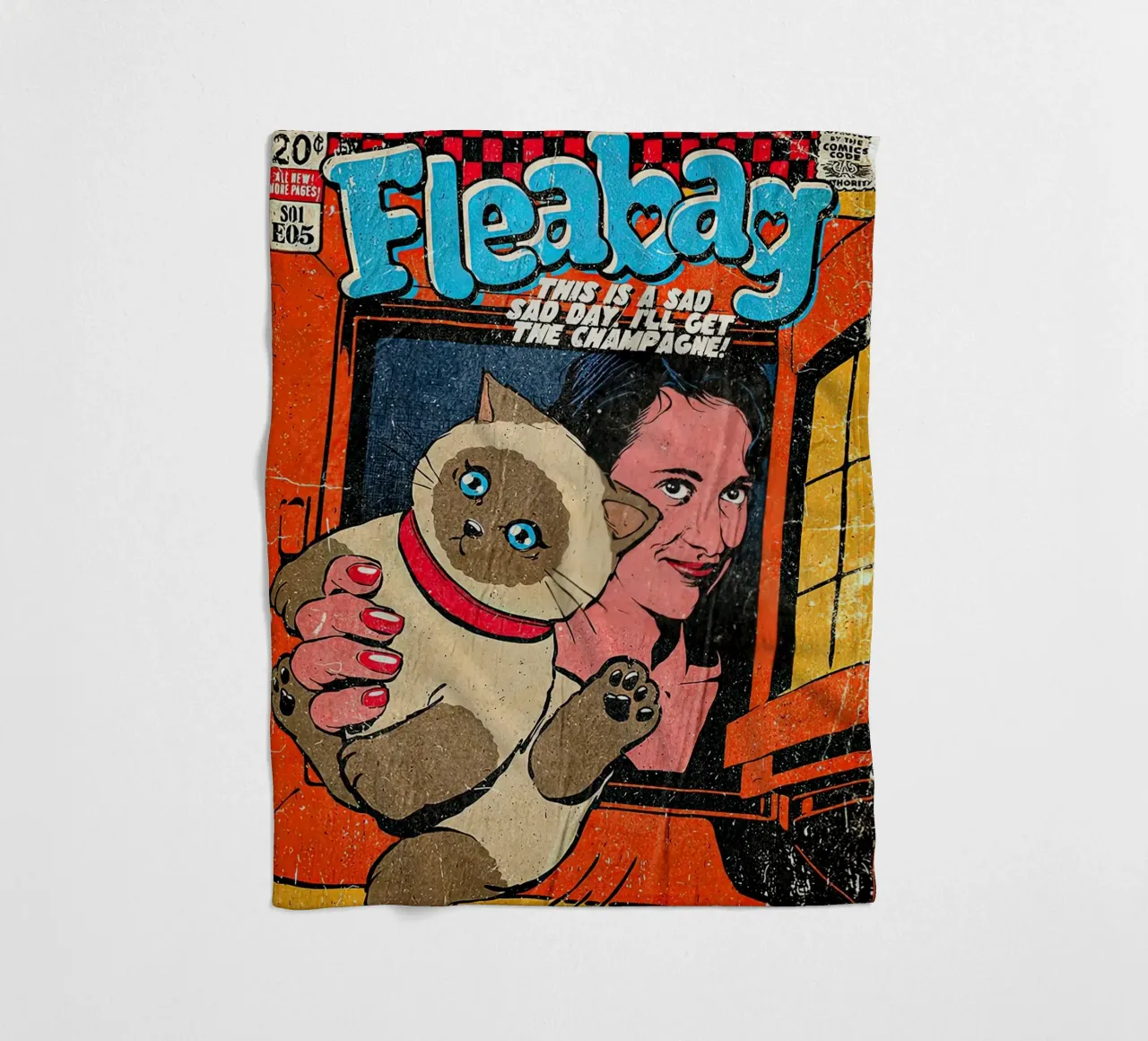 This Is A Sad Day Fleabag And Cat Poster coperta in pile da JAMYETY