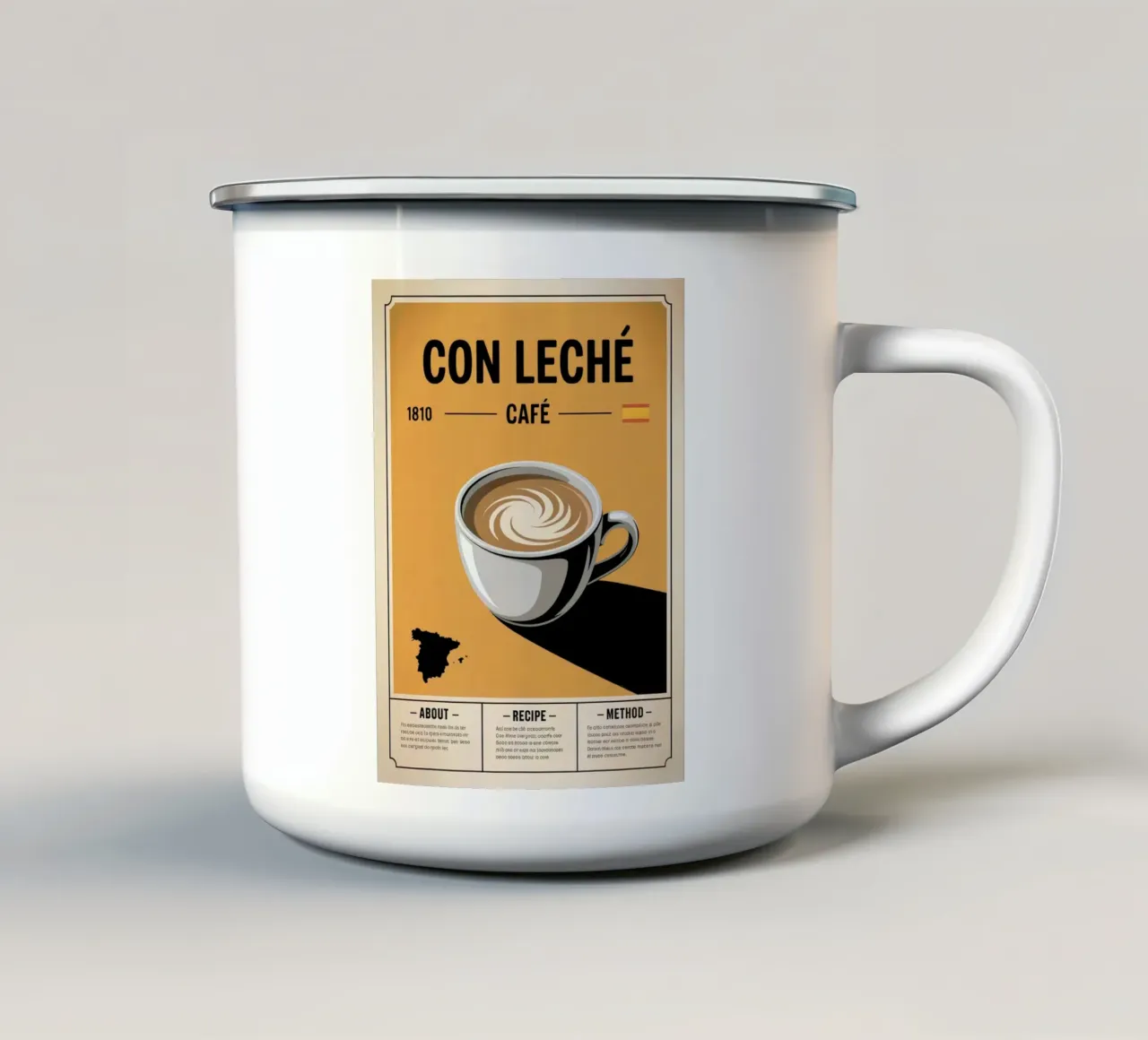 CON LATTE tazza in smalto da Rick Thompson