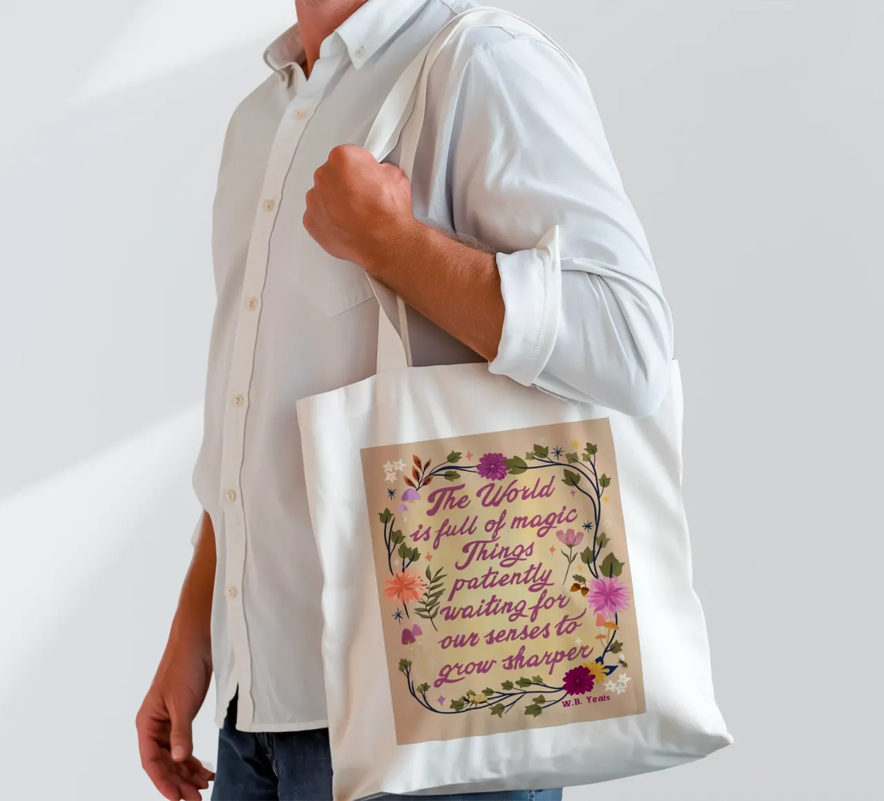The World is full of Magic Things borsa in juta da Taika Tori Art