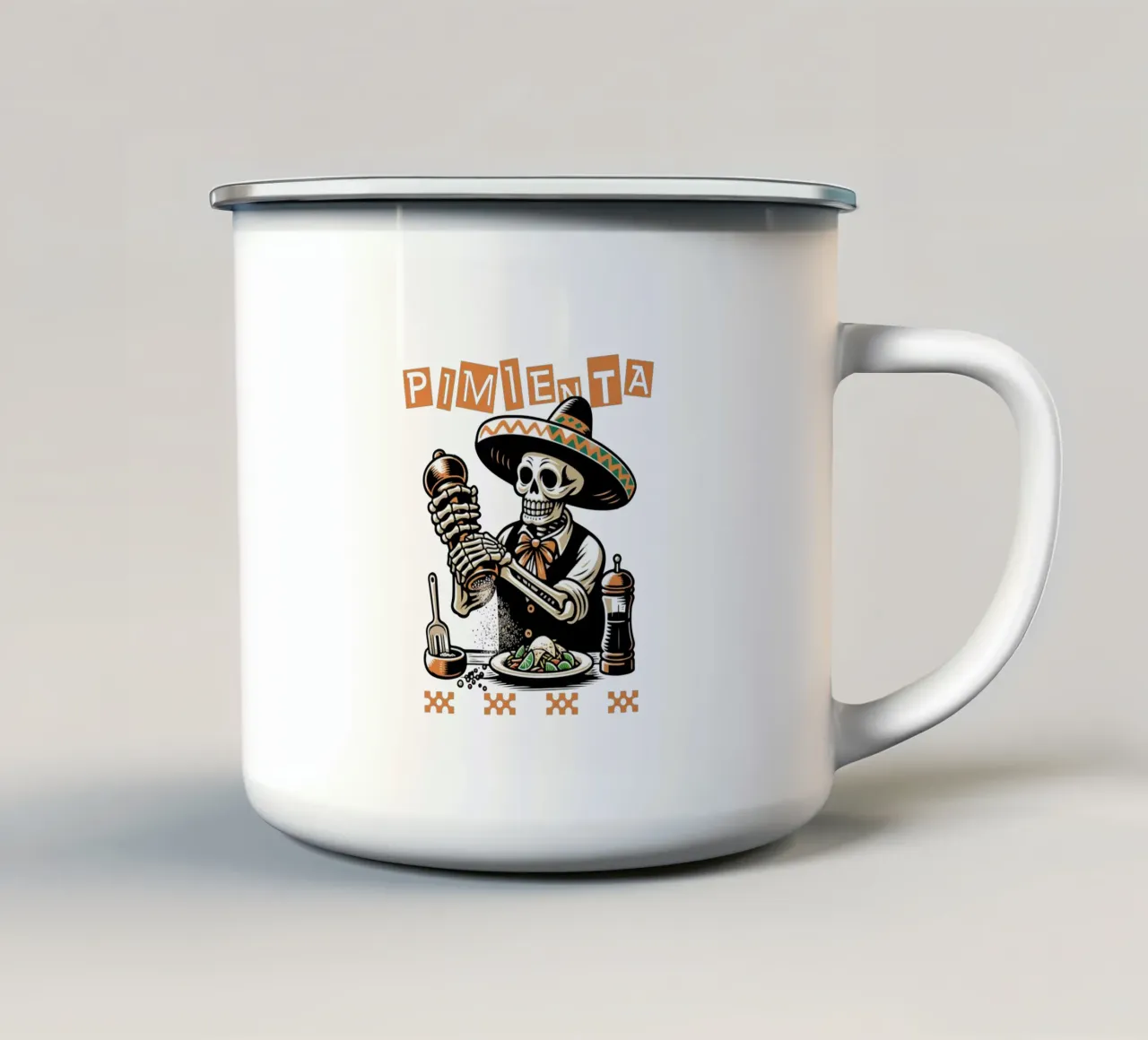 Calavera Mariachi Pepper tazza in smalto da TeeLab