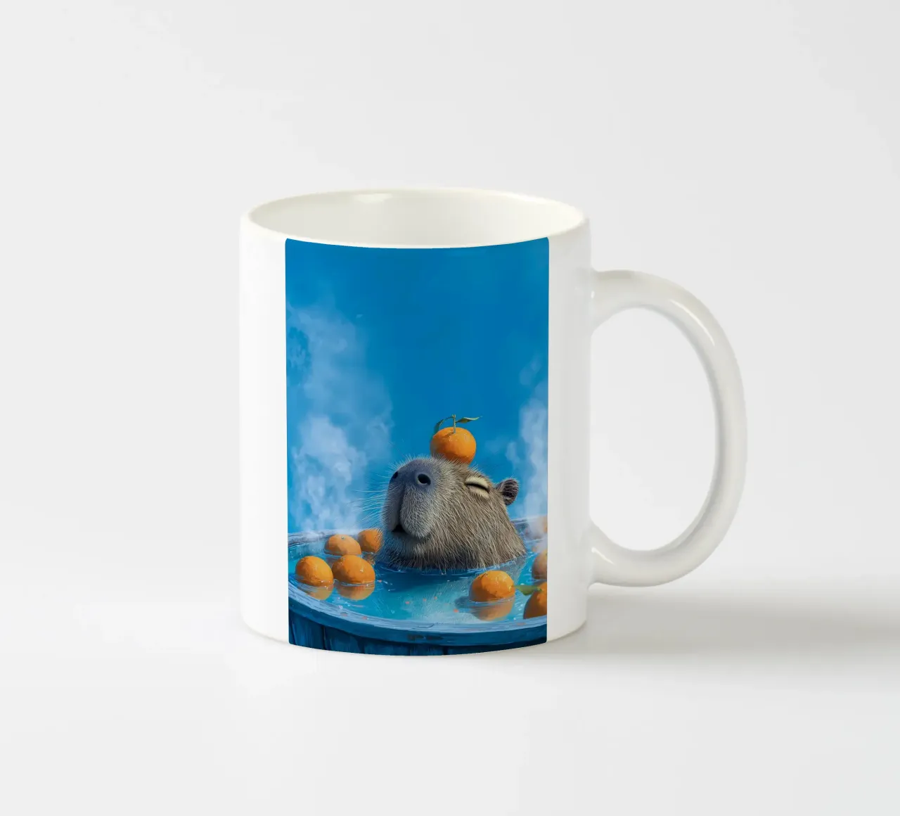 Capibara in vasca calda che nuota con le arance tazza in ceramica da kakaka