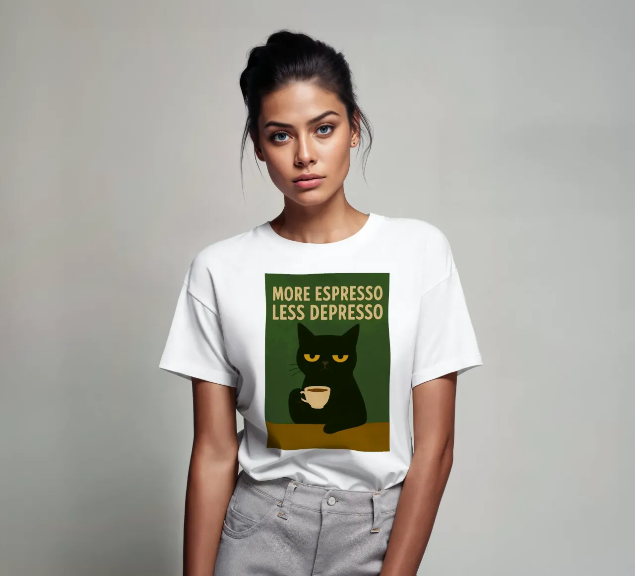 More Espresso Less Depresso Cat t-shirt da kakaka