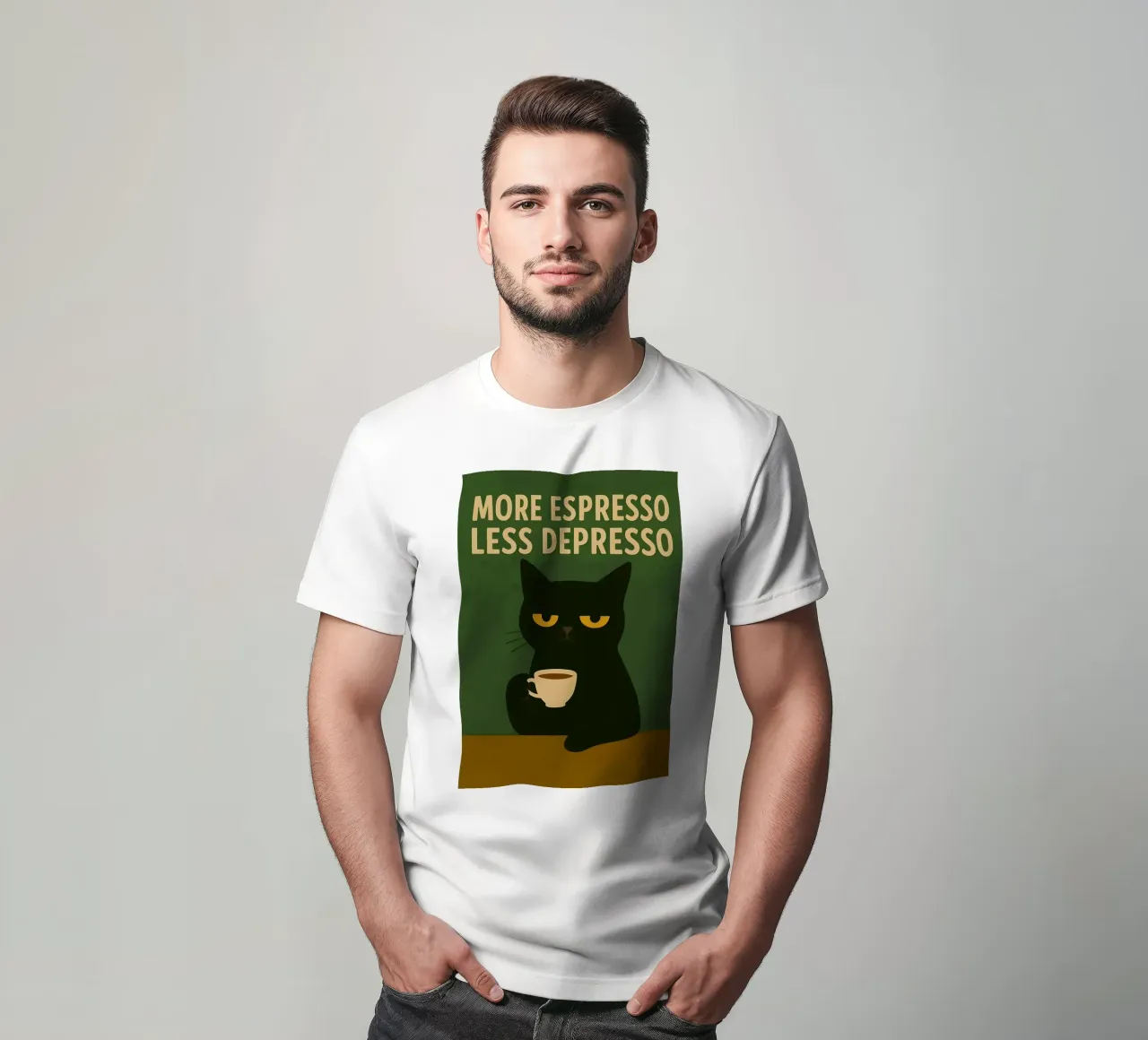 More Espresso Less Depresso Cat t-shirt da kakaka