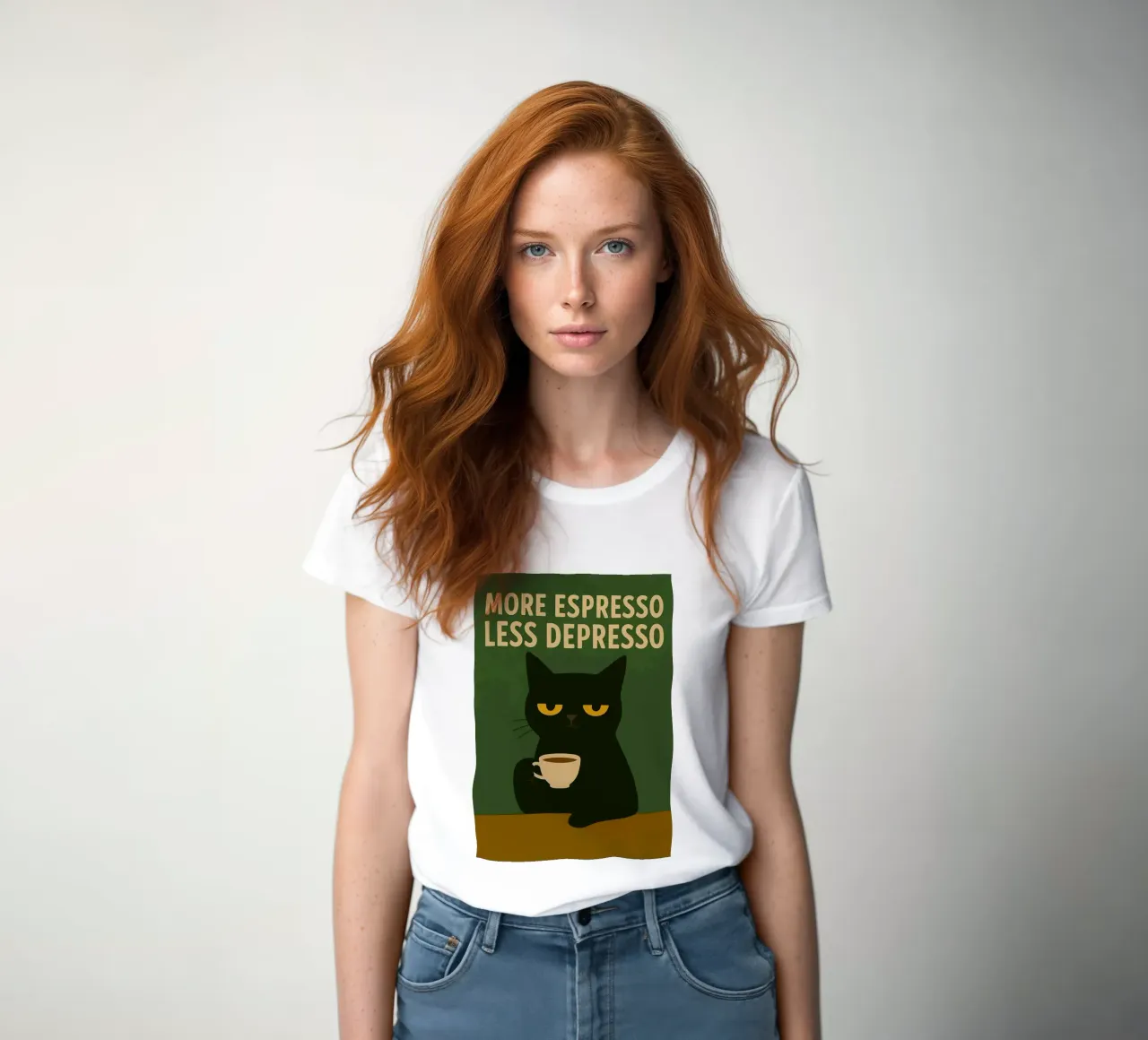 More Espresso Less Depresso Cat t-shirt da donna da kakaka