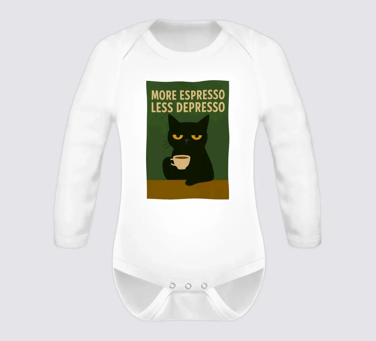 More Espresso Less Depresso Cat body neonato maniche lunghe da kakaka