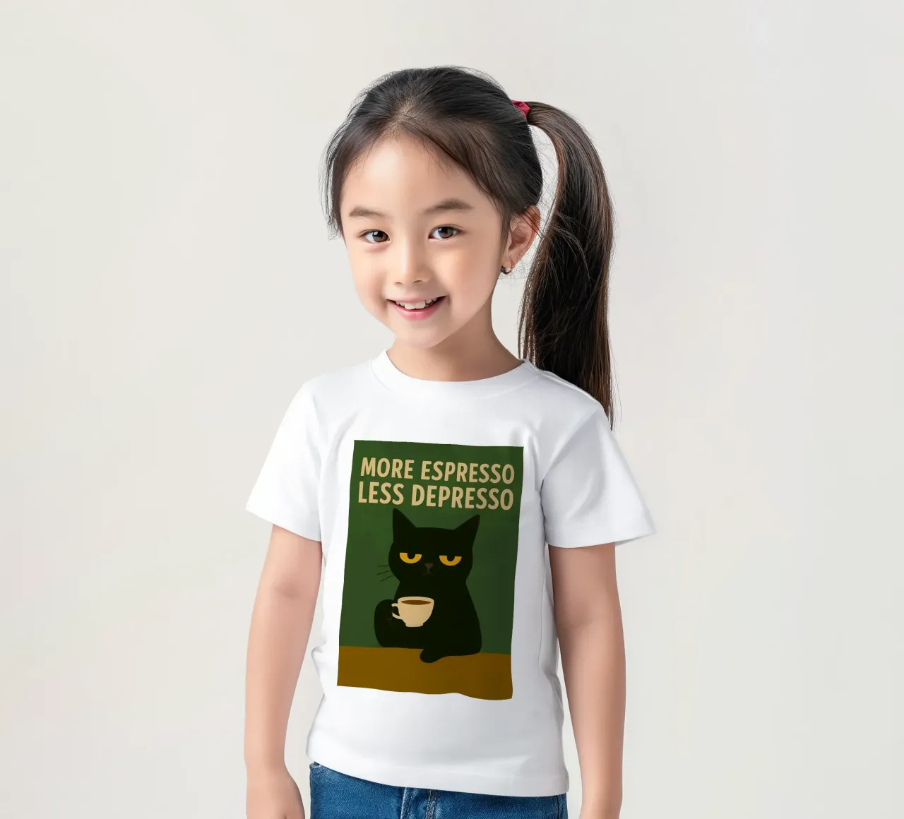 More Espresso Less Depresso Cat t-shirt bambini da kakaka