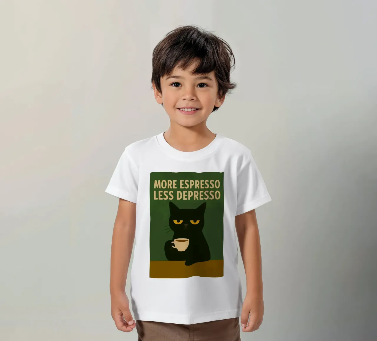 More Espresso Less Depresso Cat t-shirt bambini da kakaka