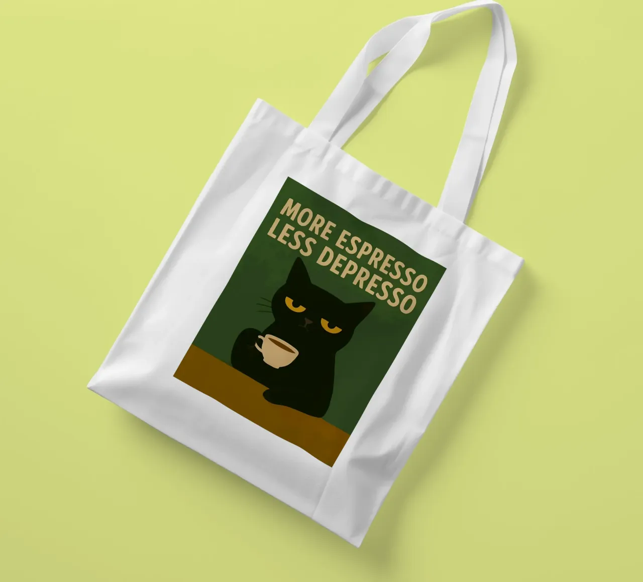 More Espresso Less Depresso Cat borsa in juta da kakaka