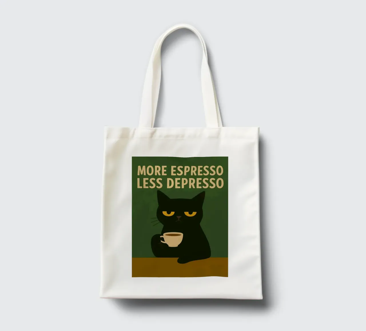 More Espresso Less Depresso Cat borsa in juta da kakaka