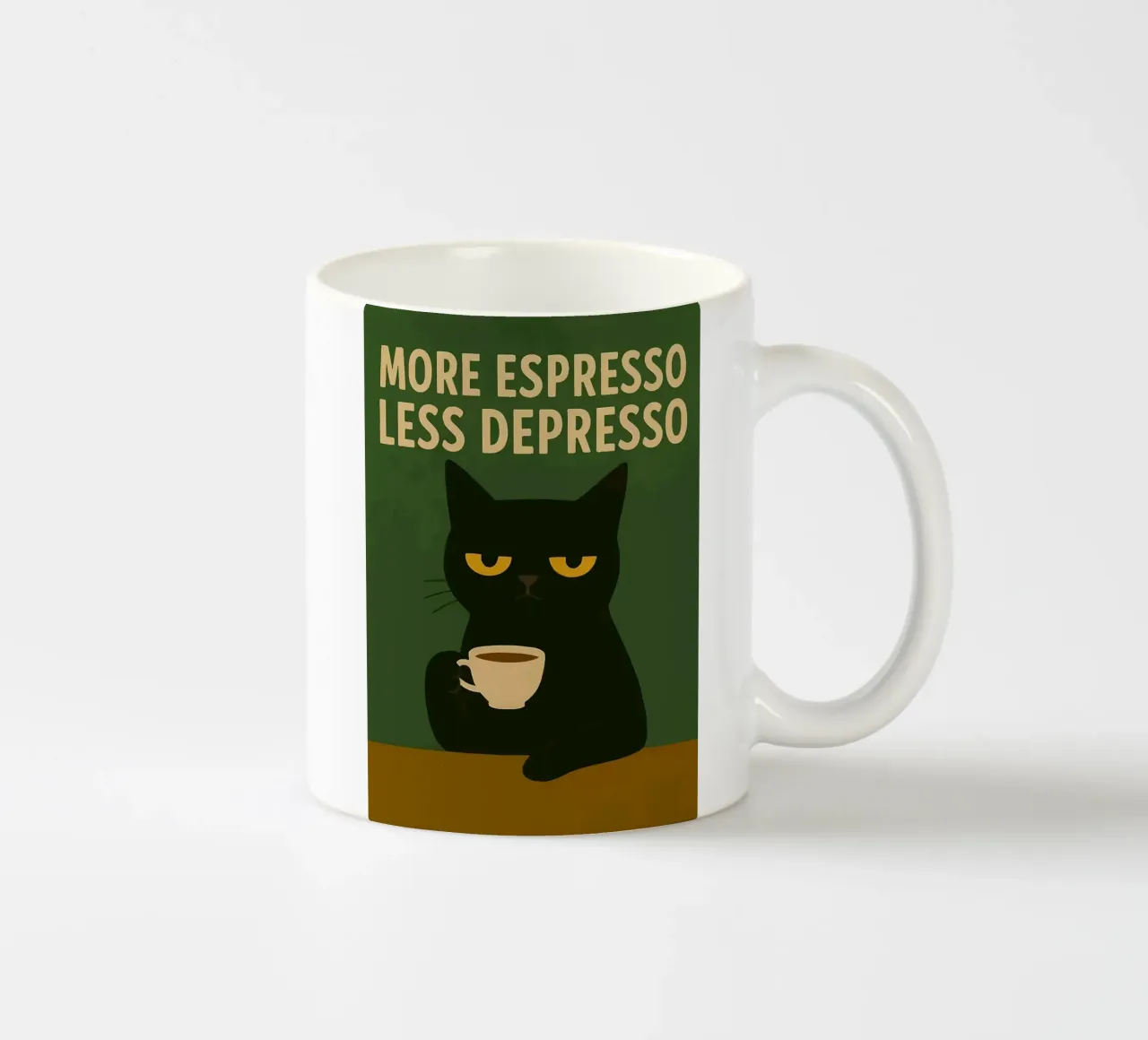 More Espresso Less Depresso Cat tazza in ceramica da kakaka