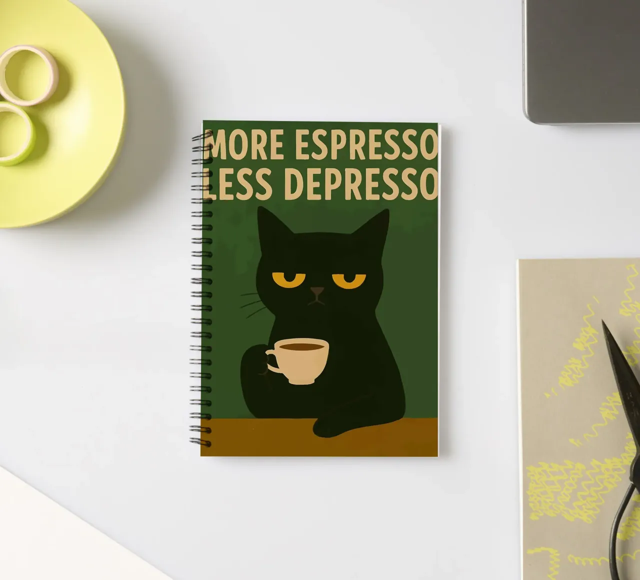More Espresso Less Depresso Cat diario ad anelli da kakaka