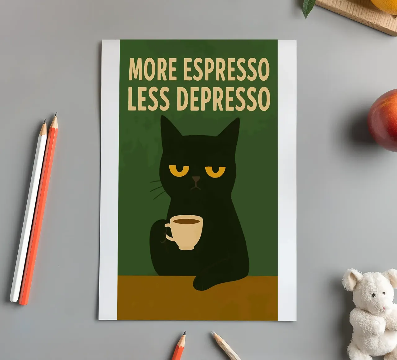 More Espresso Less Depresso Cat foglio adesivo da kakaka