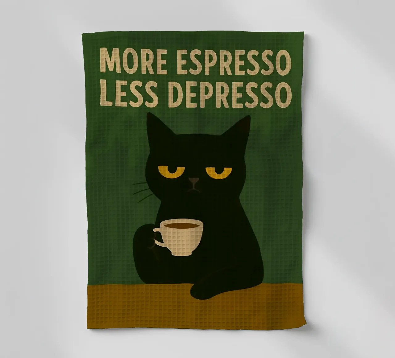 Plus d'Espresso Moins de Depresso Chat torchon de kakaka