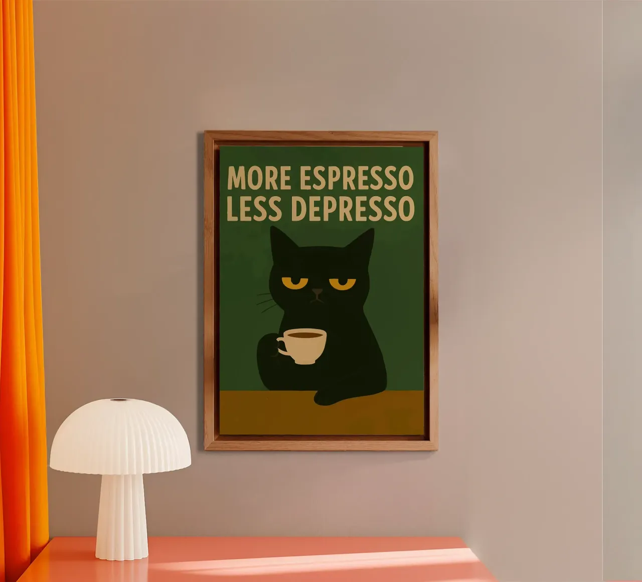 More Espresso Less Depresso Cat alluminio dibond da kakaka