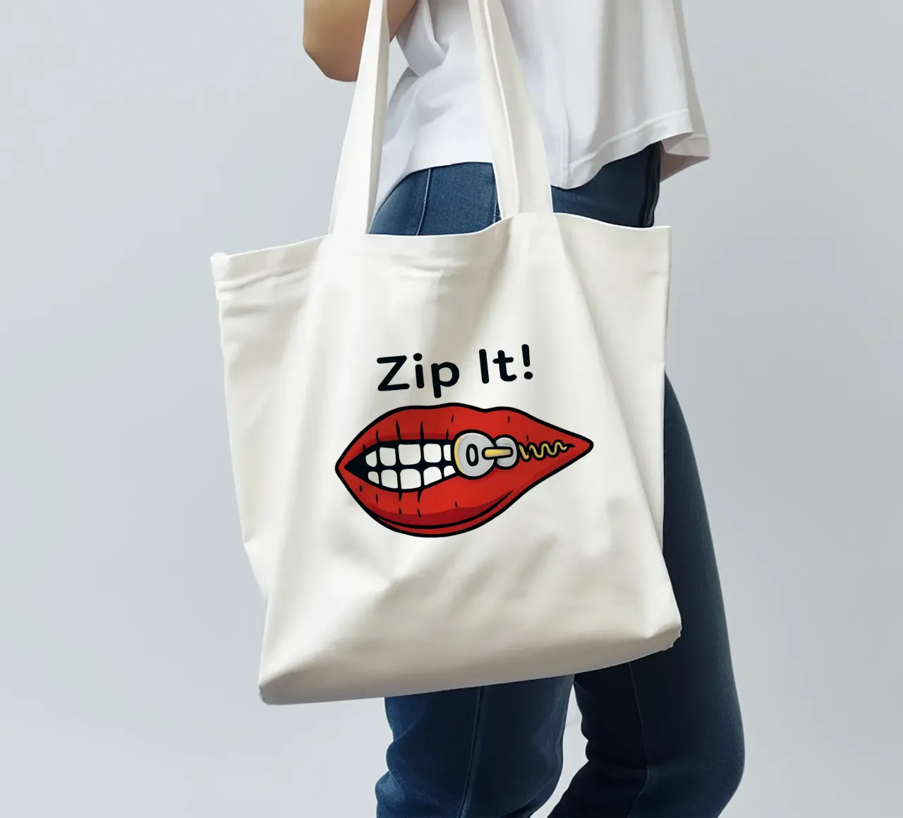 Zip It Lips borsa in juta da TeeLab