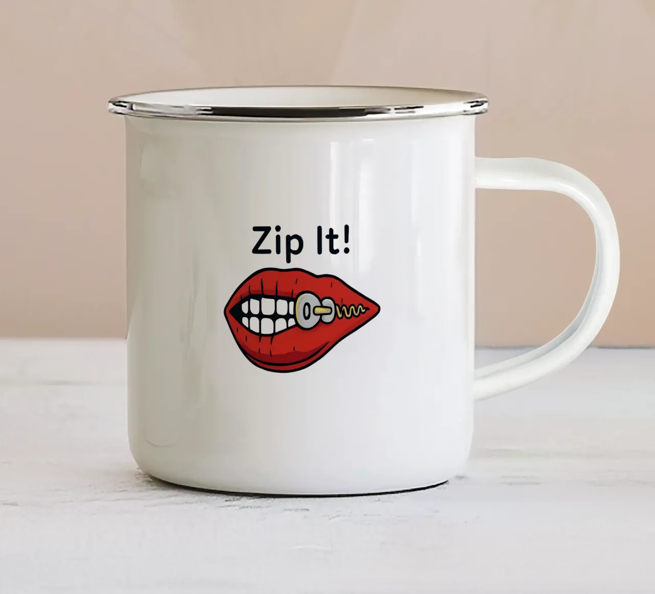 Zip It Lips tazza in smalto da TeeLab