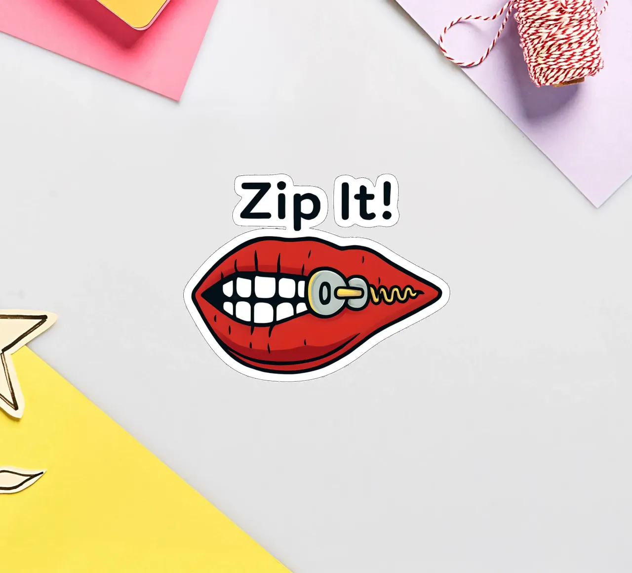 Labios Zip It pegatina de TeeLab