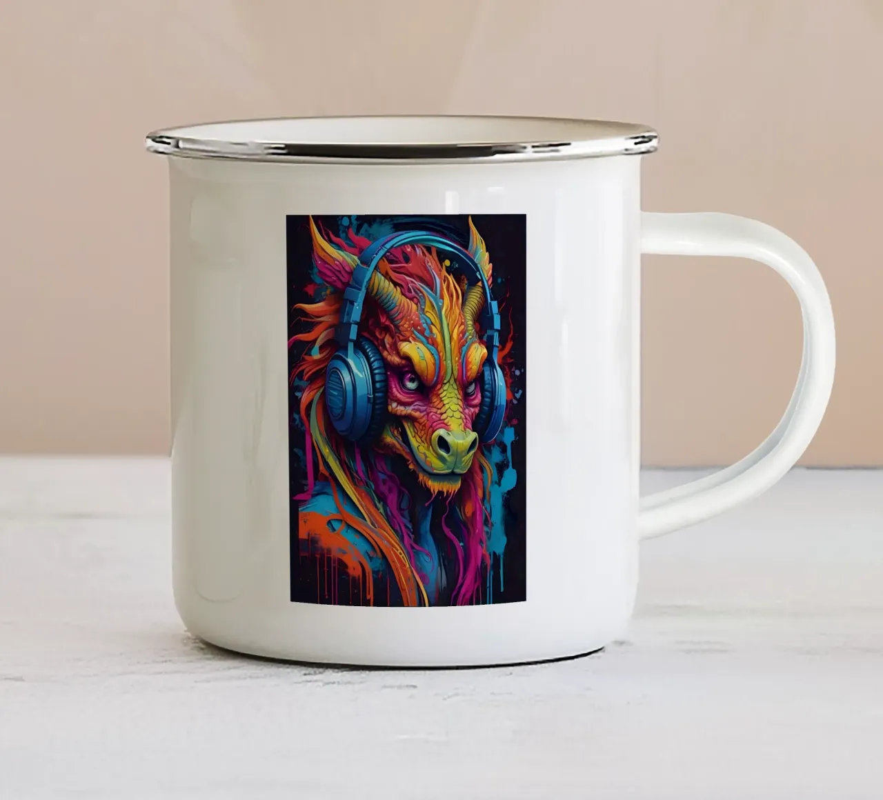 Musica del drago colorata tazza in smalto da MakArena