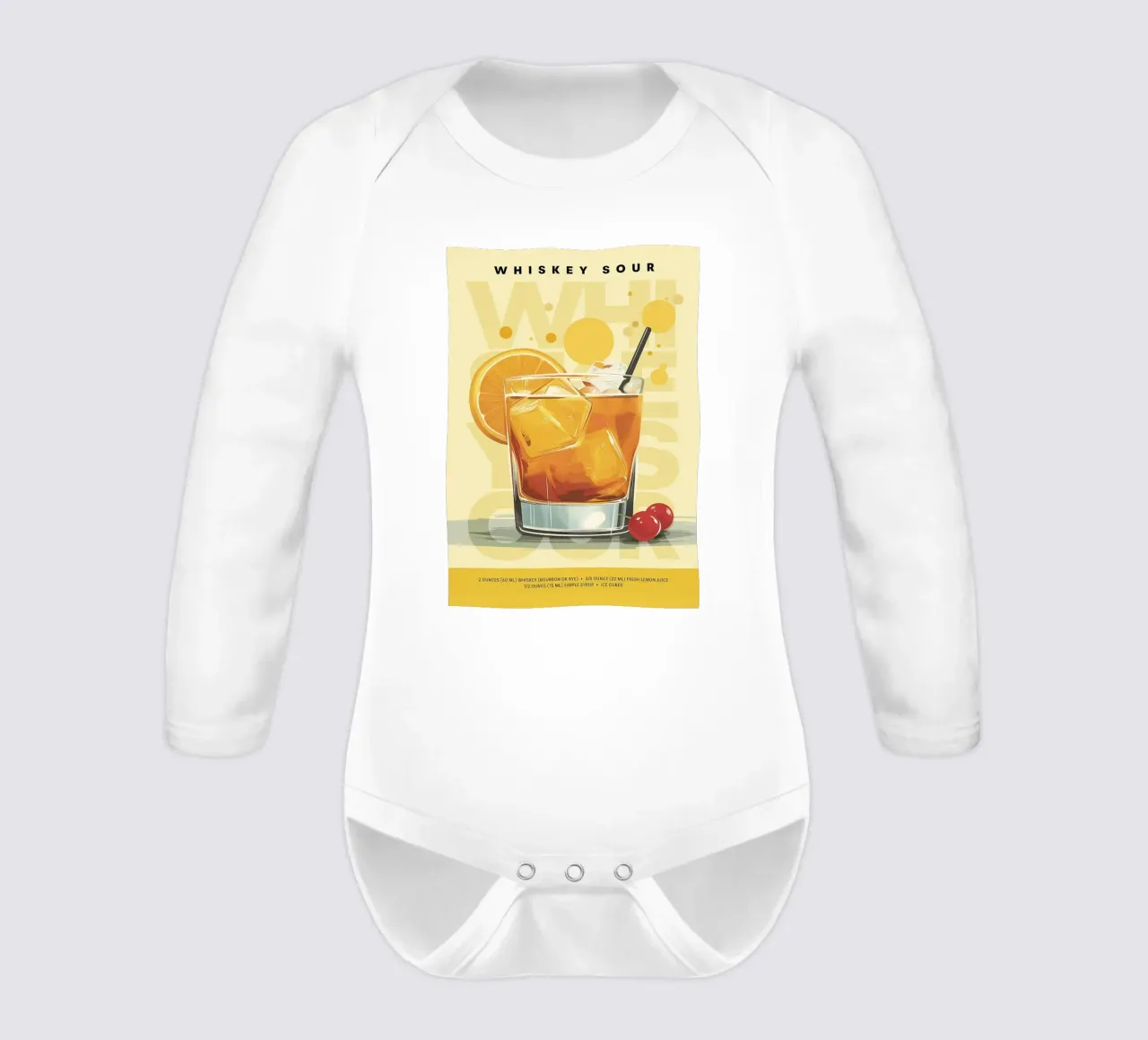 Whiskey Sour classico body neonato maniche lunghe da kakaka