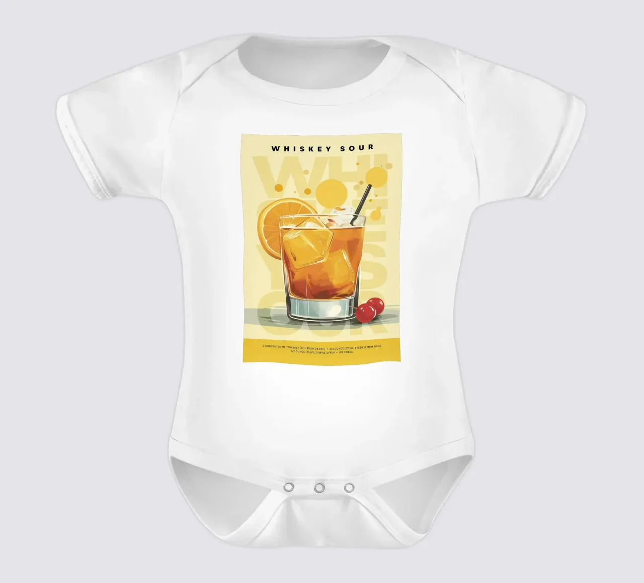 Whiskey Sour classico body neonato maniche corte da kakaka